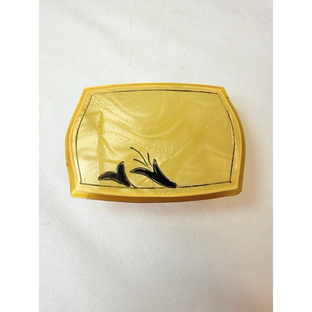 Vtg Amber Lucite/ Celluloid Box With Lilly’s In Lid